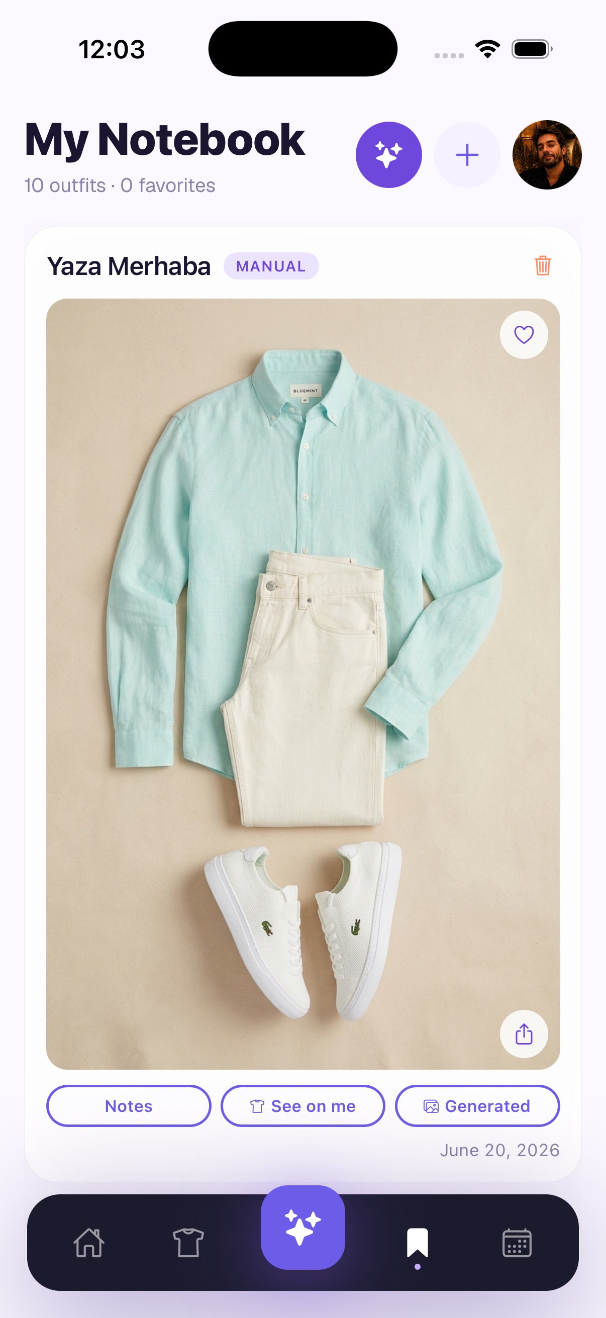 Drapeo outfit notebook screen