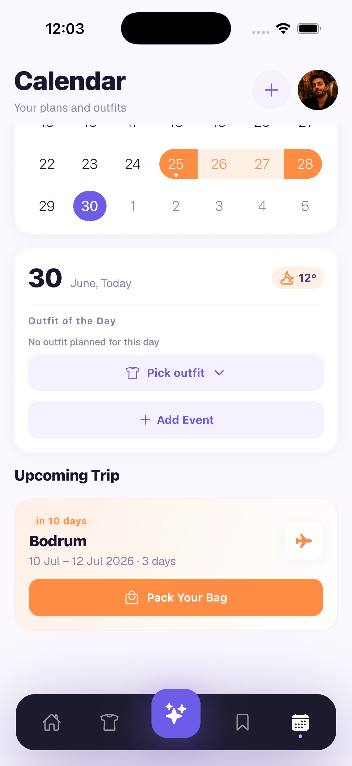 Drapeo trip planning screen